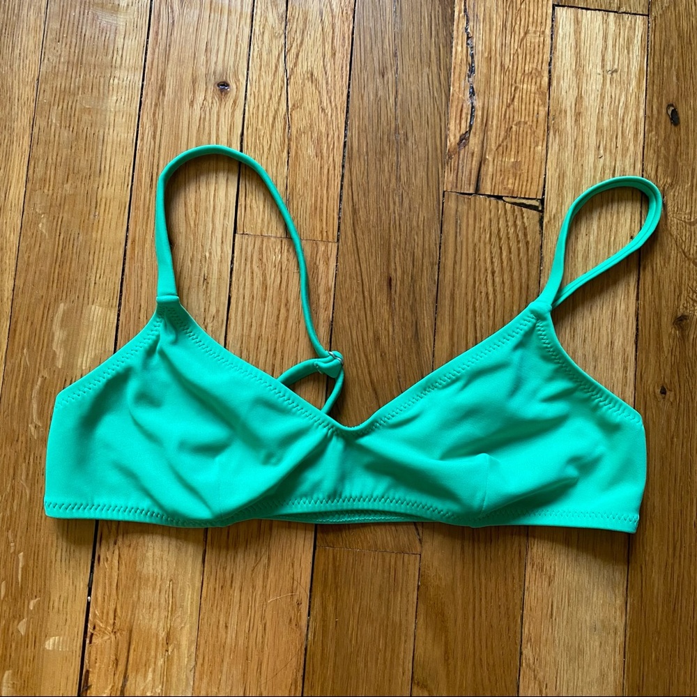 Solid & Striped Green Bikini Top